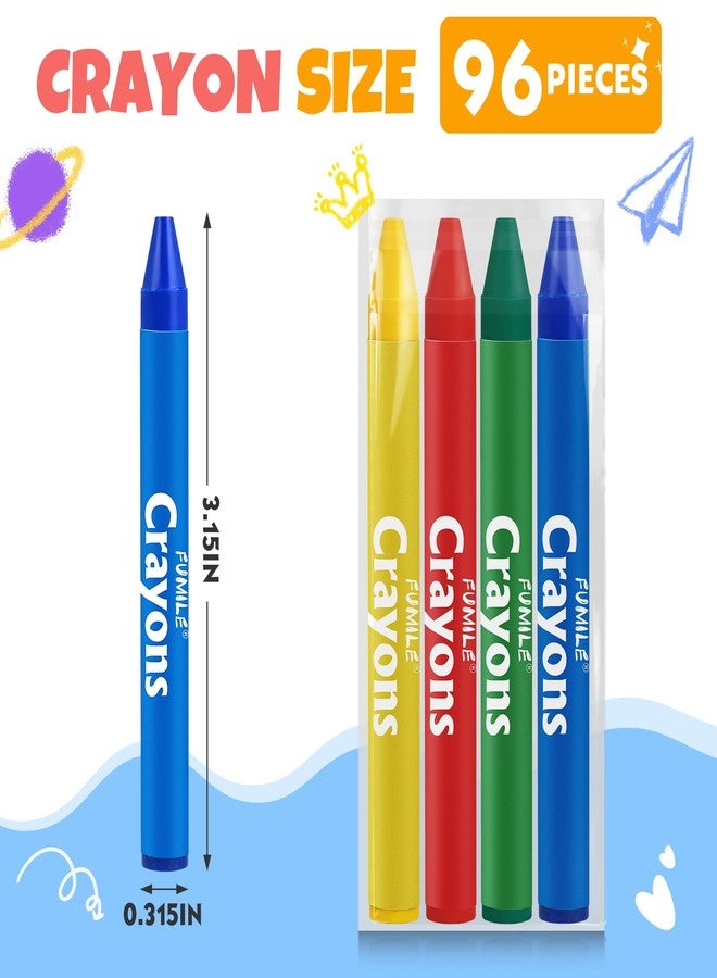 FUMILE 24 Sets of 4 Colors Crayons (96 Count), Crayons Bulk Individual Packs, Non-Toxic Mini Crayon for Kids Party Favors, Restaurants, School Supplies, Travel and More Events - Image 2